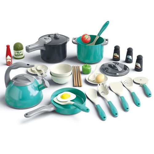 Kids Kitchen Toy Accessories Toddler Pretend Cooking Playset with Play Pots Pans Utensils Cookware Toys Play Food for