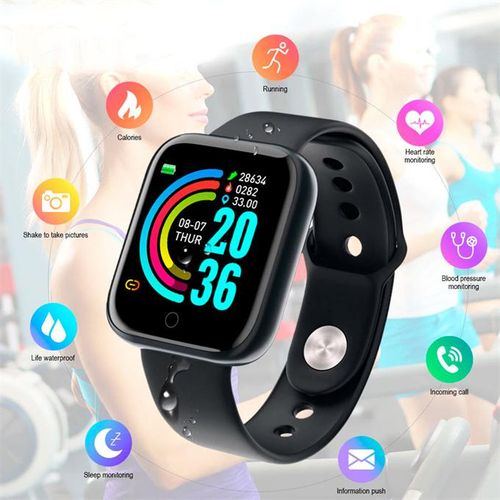 Black Y68 Smart Bluetooth Watch Life Waterproof Watch for iOS and Android