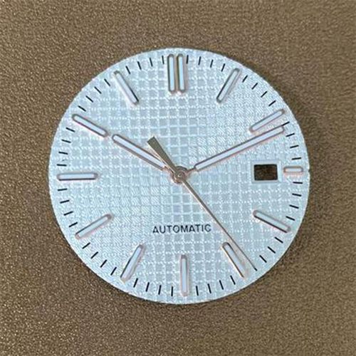 Juego De Manecillas De Reloj Con Calendario Único Esfera Luminosa Verde Bastón Anillo De Sección Rosa/plateado Esfera De Rejilla Para Movimiento Nh35 31 8mm