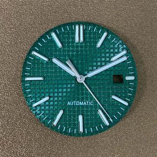 Juego De Manecillas De Reloj Con Calendario Único Esfera Luminosa Verde Bastón Anillo De Sección Rosa/plateado Esfera De Rejilla Para Movimiento Nh35 31 8mm