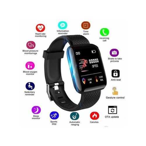 New Large Screen 116plus Smart Bracelet Music App Sleep Monitoring Step Counting Blood Pressure Heart Rate Sports Bracelet