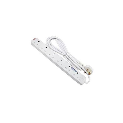 Electric Kettle 2L ,Flat Iron, & 6 Way Extension Cable Plus A Free TV Guard - Silver, White