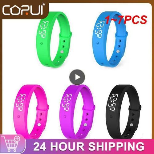 1~7pcs Led Digital Smart Bracelet With Body Temperature Monitor Smart Band Vibration Alarm Reminder Waterproof Smart Clock