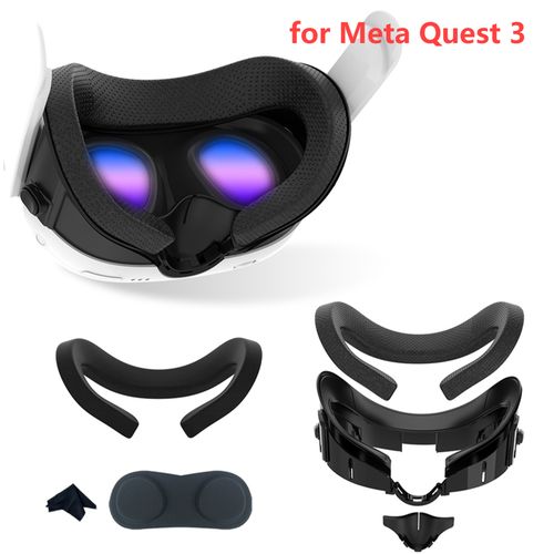Upgrad PU Face Cover for Meta/Oculus Quest 3 Interface Ice Silk Fabric Replacement Pad 3-In-1 VR Glasses Accessories
