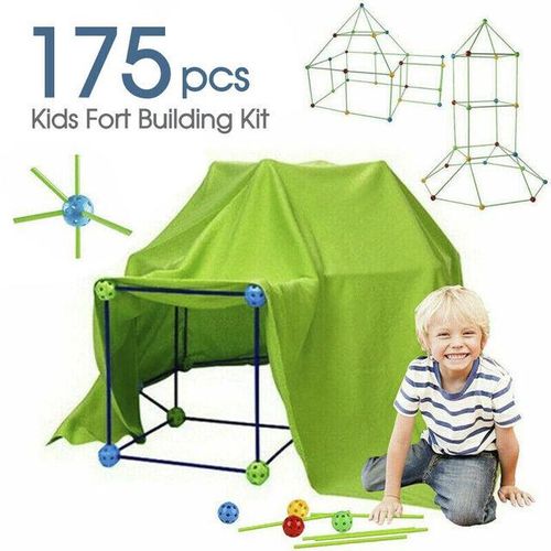 175pcs Kids Construction Fort Building Kit Castles 3D Play House Tent Toy