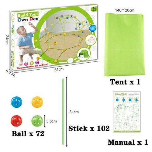 175pcs Kids Construction Fort Building Kit Castles 3D Play House Tent Toy