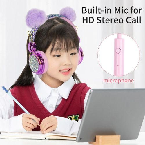 Glitter Bear Ear Kids   Headphone With Microphone For Girls Children