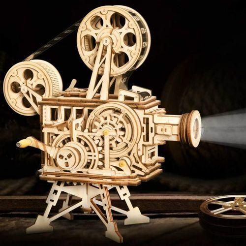 Robotime Handmade Woodenembled DIY Mechanical Rotating Hand Mold 3D Stereo Projector Model Gift