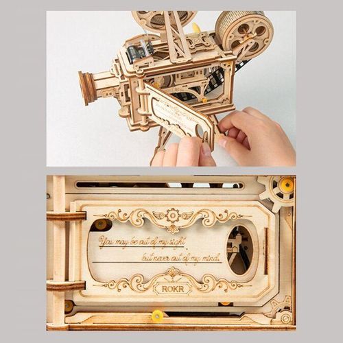 Robotime Handmade Woodenembled DIY Mechanical Rotating Hand Mold 3D Stereo Projector Model Gift