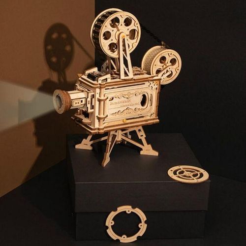 Robotime Handmade Woodenembled DIY Mechanical Rotating Hand Mold 3D Stereo Projector Model Gift