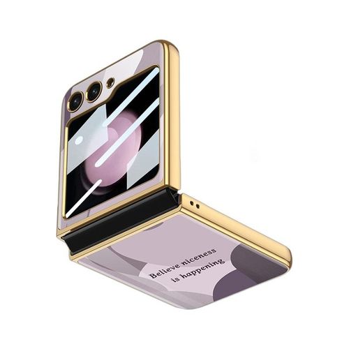 New for Samsung Galaxy Z Flip5 Foldable Screen Phone Case All-Inclusive Drop-Resistant Light Luxury Fashion Brand Glass Shell