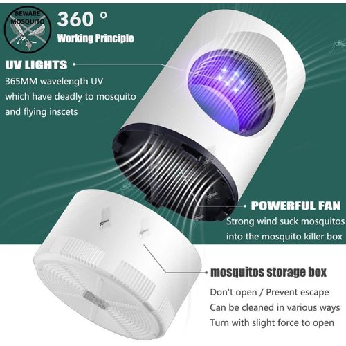 Bug Zapper, Electric Mosquito & Fly Zappers/Killer - Insect Attractant Trap Powerful Bug Zapper Light, Hangable Mosquito Lamp for Home, Indoor, Outdoor