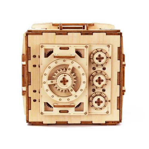 Wooden Building Blocks Box Treasure 3D Wooden Model Locker Kit DIY Bank Mechanical Puzzle DIY Educational Toys