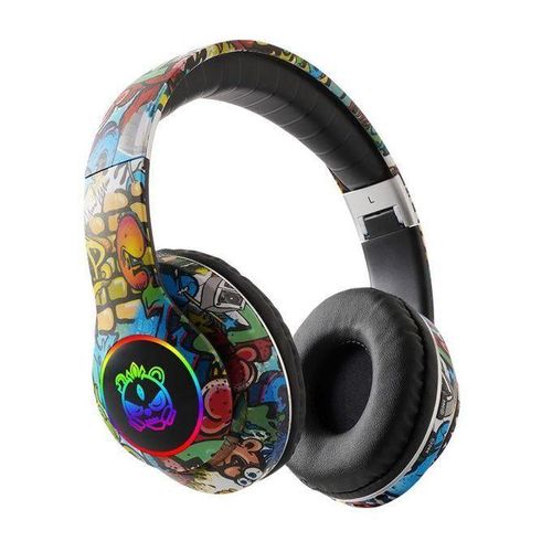 New Head LX-8686 Wearing Bluetooth Headset Led Luminous Game Wireless Card Bluetooth Headset Graffiti