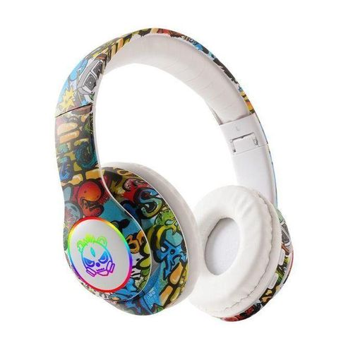 New Head LX-8686 Wearing Bluetooth Headset Led Luminous Game Wireless Card Bluetooth Headset Graffiti