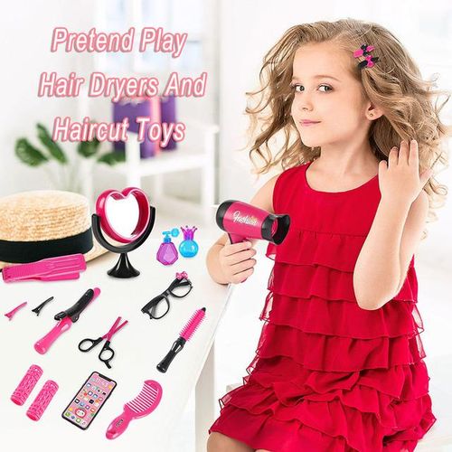 Kids Makeup Set For Girls Gifts Pretend Play Hairdressing Hair Simulation Styling Tools Blow Dryer Beauty Fashion Toys for