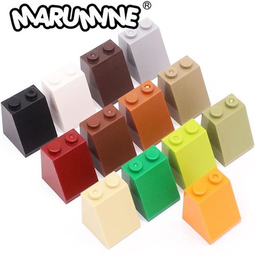 MARUMINE MOC 2x2x2 Beveled Brick Slope 65 Degrees 100PCS Roof Building Block Bulk Parts Compatible with 3678 Assembles