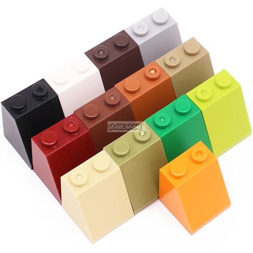 MARUMINE MOC 2x2x2 Beveled Brick Slope 65 Degrees 100PCS Roof Building Block Bulk Parts Compatible with 3678 Assembles