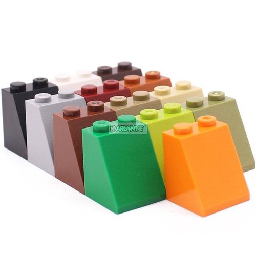 MARUMINE MOC 2x2x2 Beveled Brick Slope 65 Degrees 100PCS Roof Building Block Bulk Parts Compatible with 3678 Assembles