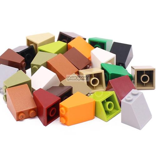 MARUMINE MOC 2x2x2 Beveled Brick Slope 65 Degrees 100PCS Roof Building Block Bulk Parts Compatible with 3678 Assembles