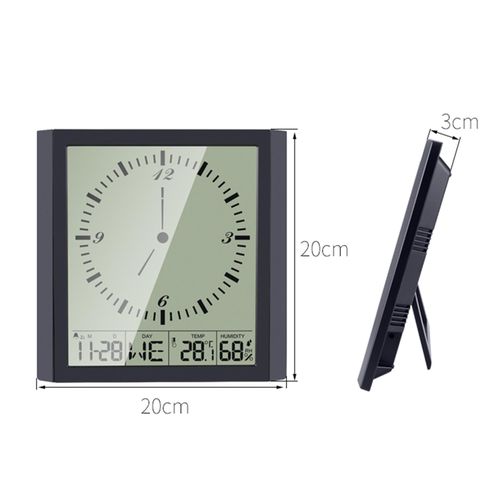 Modern Simple Temperature Humidity Square Clock Large Screen 150 Degrees Wide Viewing Angle Celsius Fahrenheit Freely Switch NO5112