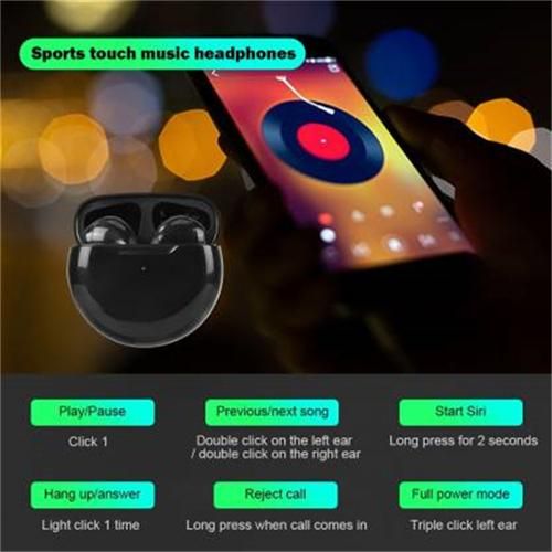 Air Pro 6 TWS Wireless Bluetooth Earbuds Sports Headphones