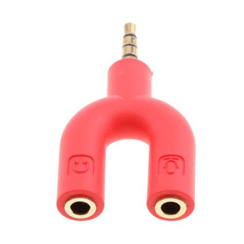 U Shape Gold Plated 3.5mm Audio Y Splitter Headphone Red