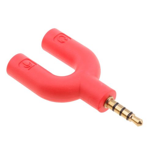 U Shape Gold Plated 3.5mm Audio Y Splitter Headphone Red