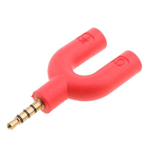 U Shape Gold Plated 3.5mm Audio Y Splitter Headphone Red