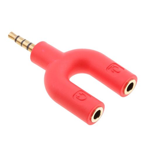 U Shape Gold Plated 3.5mm Audio Y Splitter Headphone Red