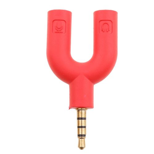 U Shape Gold Plated 3.5mm Audio Y Splitter Headphone Red