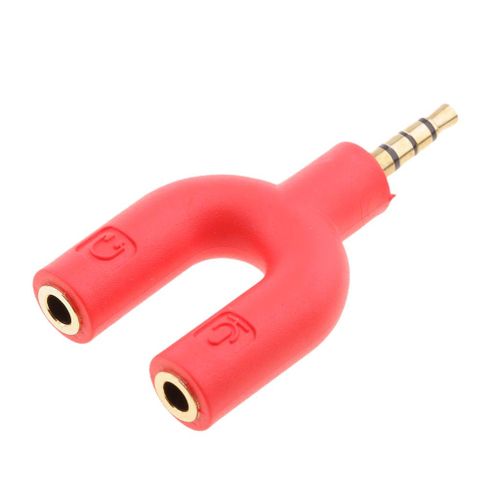 U Shape Gold Plated 3.5mm Audio Y Splitter Headphone Red
