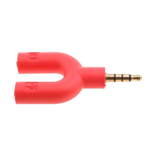 U Shape Gold Plated 3.5mm Audio Y Splitter Headphone Red