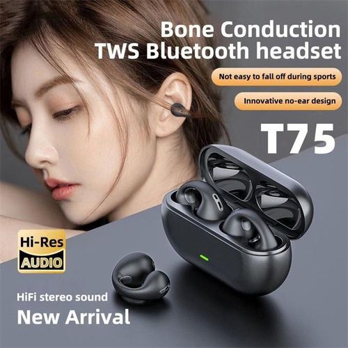 Ear clip bone conduction headphones wireless earbuds 8D surround sound bass sports headphones with microphone