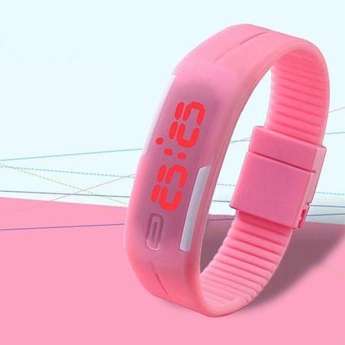 Fashion Men Women Silicone Red LED Digital-Black+White