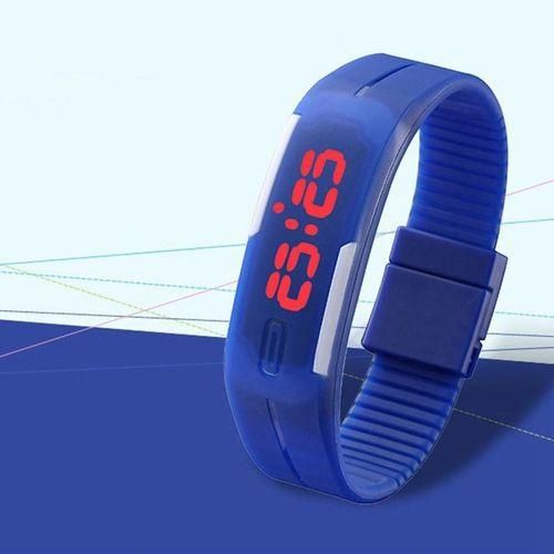 Fashion Men Women Silicone Red LED Digital-Black+White