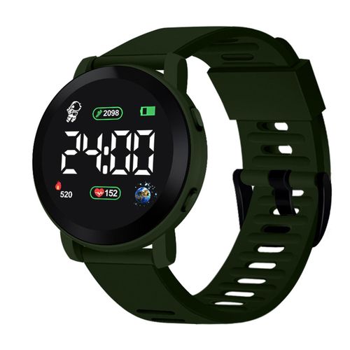 Kids LED Digital Watch Waterproof Auto Date-Army Green