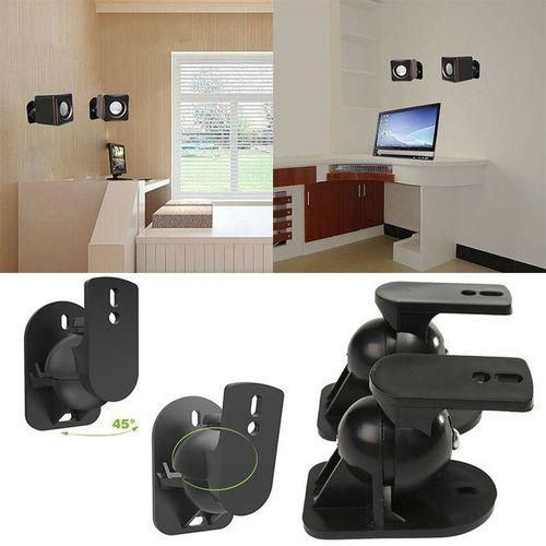Pair Black Surround Sound Speaker Wall Mount Brackets 45 Degree Rotatable Design TV Wall Mount 8 X 4.5 X 5.8cm