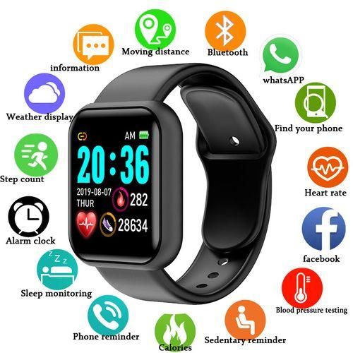 Men Ladies Black Smart Watch Y68 Bluetooth Fashion Bracelet