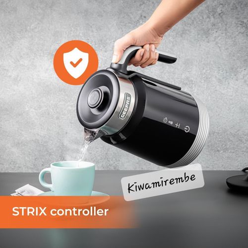 Geepas Touch & Voice Operated Electric Digital Temperature Display Thermostat Smart Electric Kettle Or Percolator For Boiling Water Fast, WiFi Automatic Cordless Kettle New 2024 Design 1.7L - Black