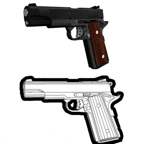 Firearm M1911 3D Paper Model Finished Length 21cm 1:1 Scale Handmade Puzzle Toy