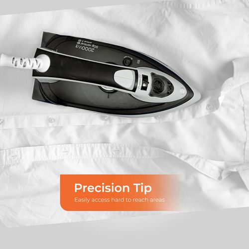 Geepas Ceramic Steam Iron 2000W- Temperature Control for Wet/Dry Crease Free Ironing Steam Function & Self Cleaning Function -Multi