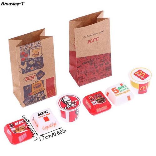1Set Dollhouse Miniature Food Fastfood Mini KFC Family Bucket McDonald Bucket Modle Toys Pretend Play Doll House Decor