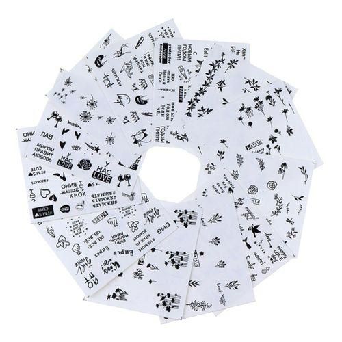 12pcs Cute Nail Art Stickers Tattoo Tips Flower Decals Stencils Mixed