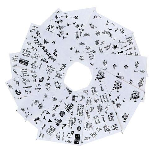 12pcs Cute Nail Art Stickers Tattoo Tips Flower Decals Stencils Mixed