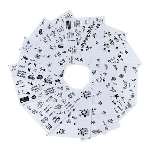 12pcs Cute Nail Art Stickers Tattoo Tips Flower Decals Stencils Mixed