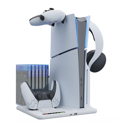 for PS5 Stand 2 Controller Charging Station Cooling Fan Headset Holder 6 Game Slot for Playstation5 Console Accessory