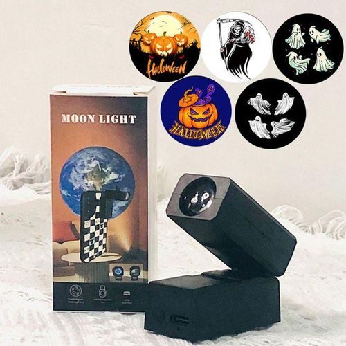 Mini Projector Spooky Night Light Projection Lamp Magnetic Suction Black