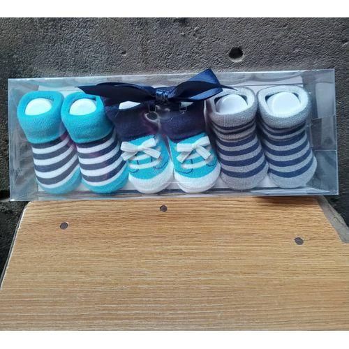 3 Pairs  Beautiful New Born Baby Boy Socks Shoe