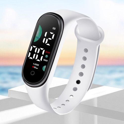 Kids Electronic Watch Sports Waterproof Large Font-White